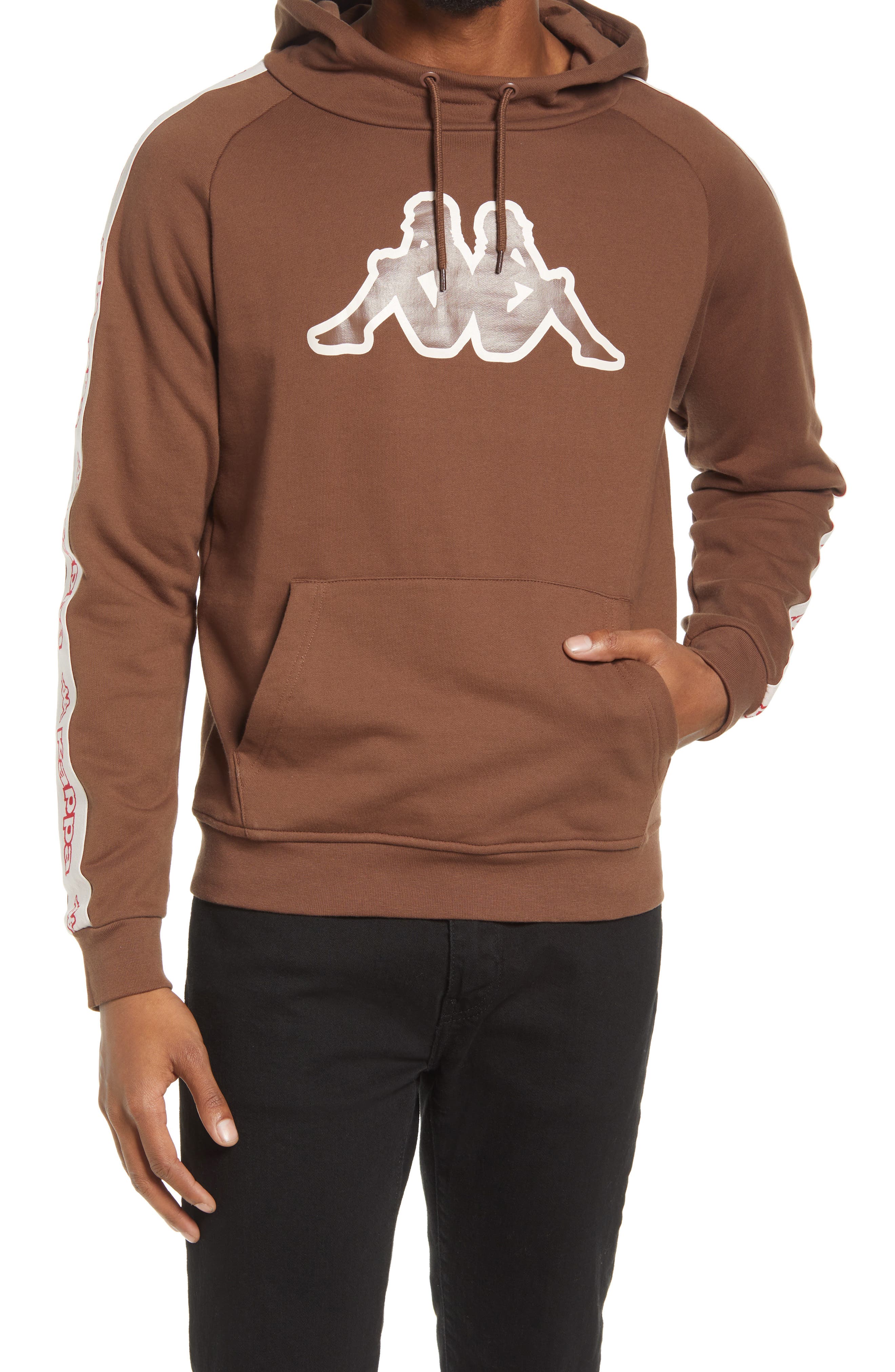 Kappa Logo Tape Hoodie in Brown-Pink-Red Cherry at Nordstrom, Size Small