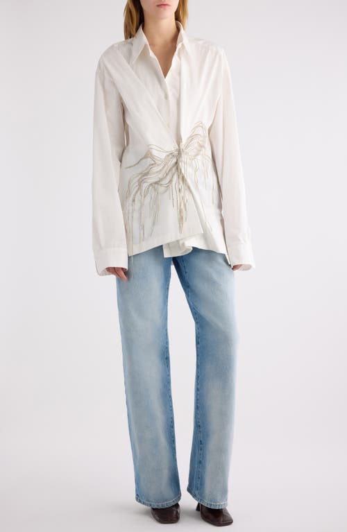 Shop Dries Van Noten Clicks Embellished Cotton Button-up Shirt In White