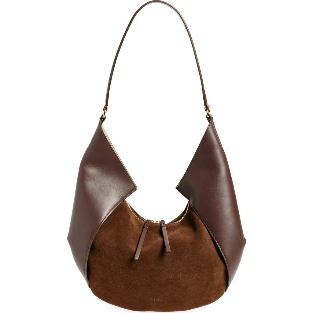 Ree Projects Large Riva Suede & Leather Hobo Bag In Mocha