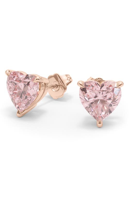 Pink Lab Created Diamond Stud Earrings in 18K Rose Gold