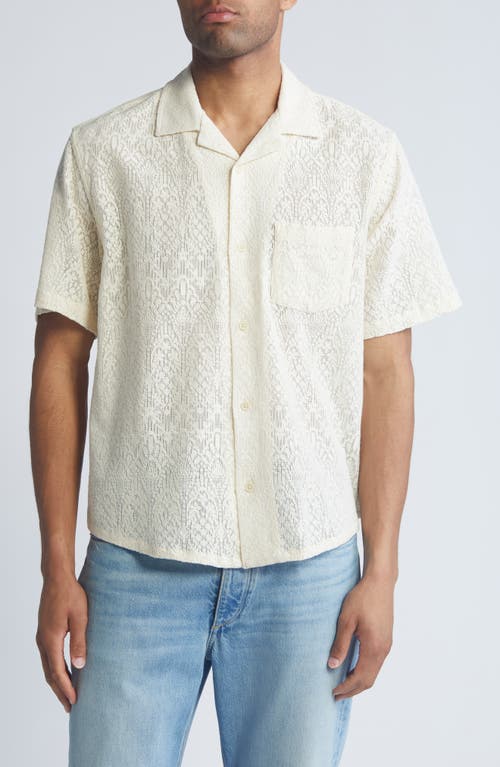 Alhambra Cotton Blend Lace Camp Shirt in Natural