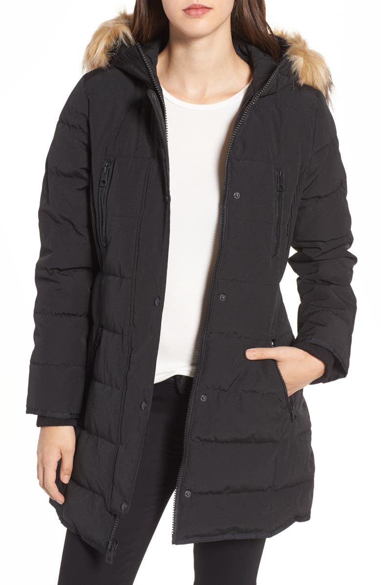 GUESS Hooded Jacket with Faux Fur Trim | Nordstrom