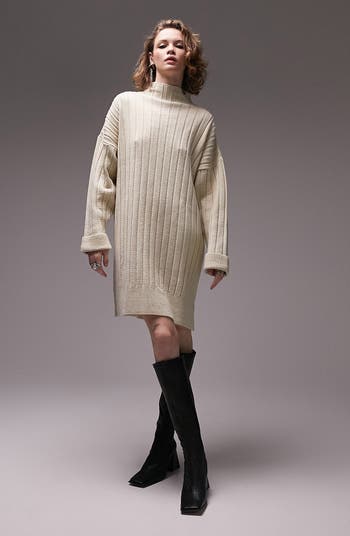  Topshop Oversize Long Sleeve Sweater Dress 