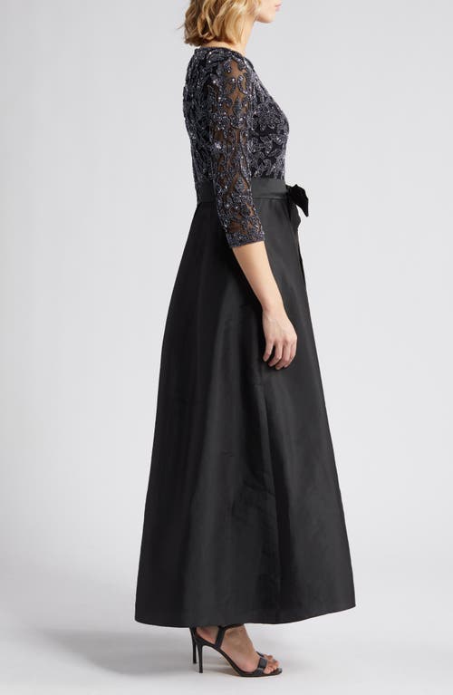 Shop Pisarro Nights Sequin Bodice Gown In Black/gunmetal