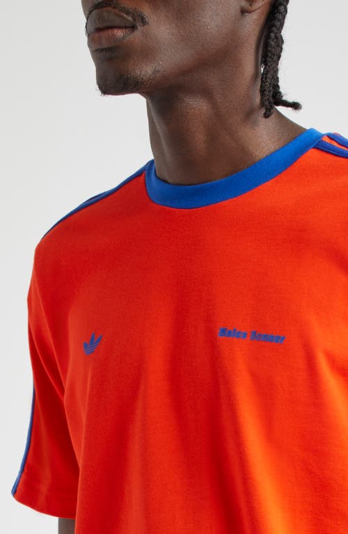 Shop Y-3 Adidas X Wales Bonner X Wales Bonner 3-stripes Cotton T-shirt In Bold Orange/team Royal Blue