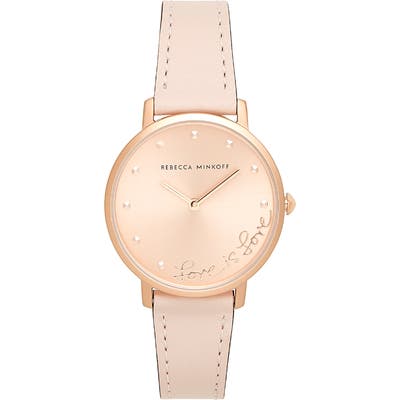 Rebecca Minkoff Major Love Leather Strap Watch, 35Mm