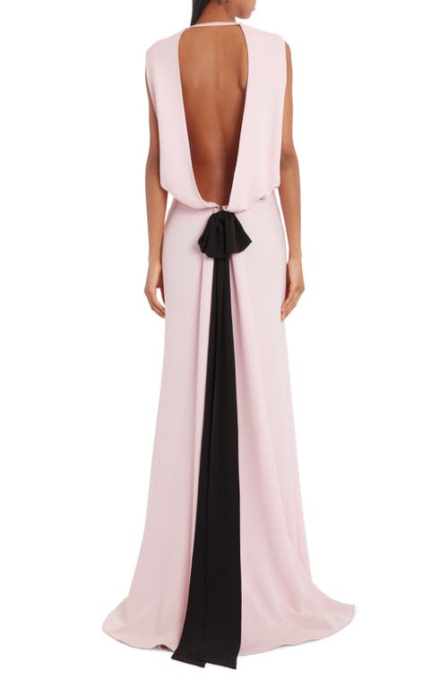 Shop Valentino Open Back Silk Cady Gown In Taffy/nero