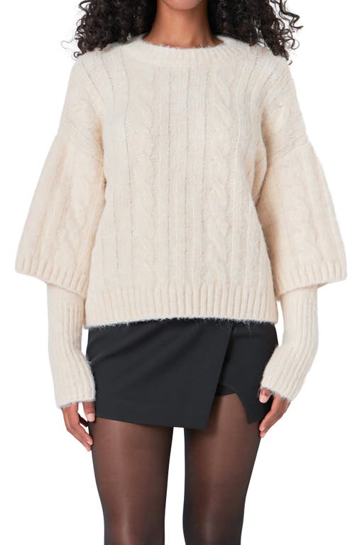 Shop Endless Rose Twofer Cable Layered Sweater In Cream