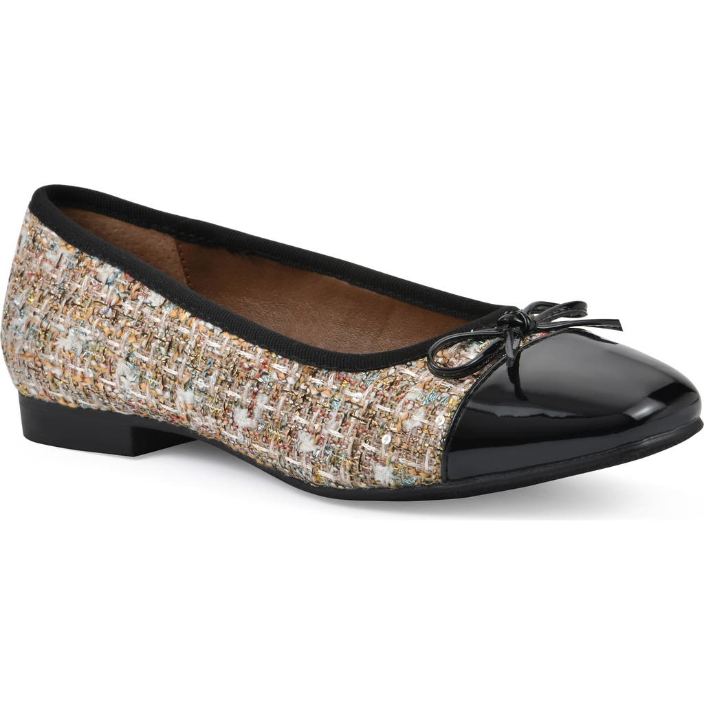 Cliffs By White Mountain Bocci Cap Toe Flat In Beige Boucle Fabric Multi