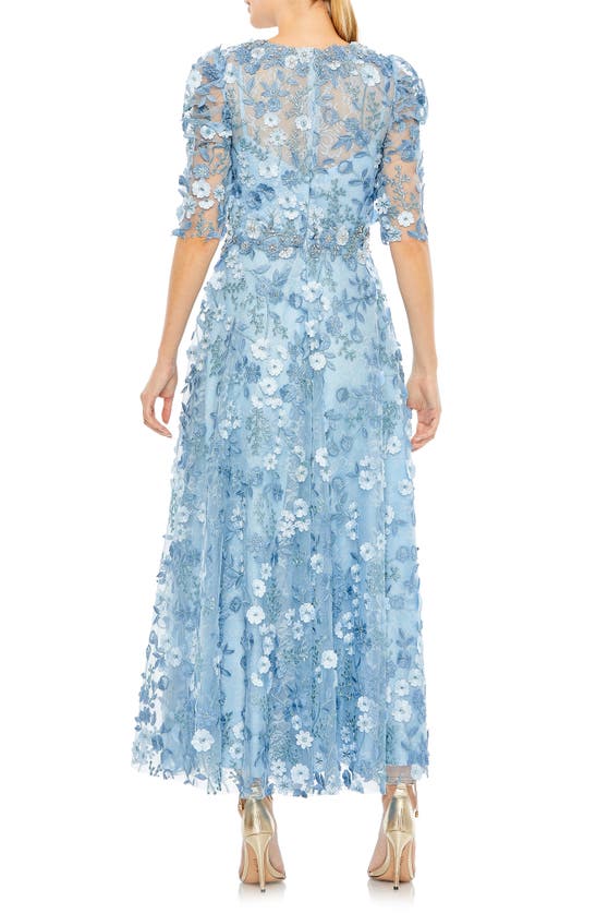 Shop Mac Duggal Floral Embroidered Appliqué Cocktail Dress In French Blue