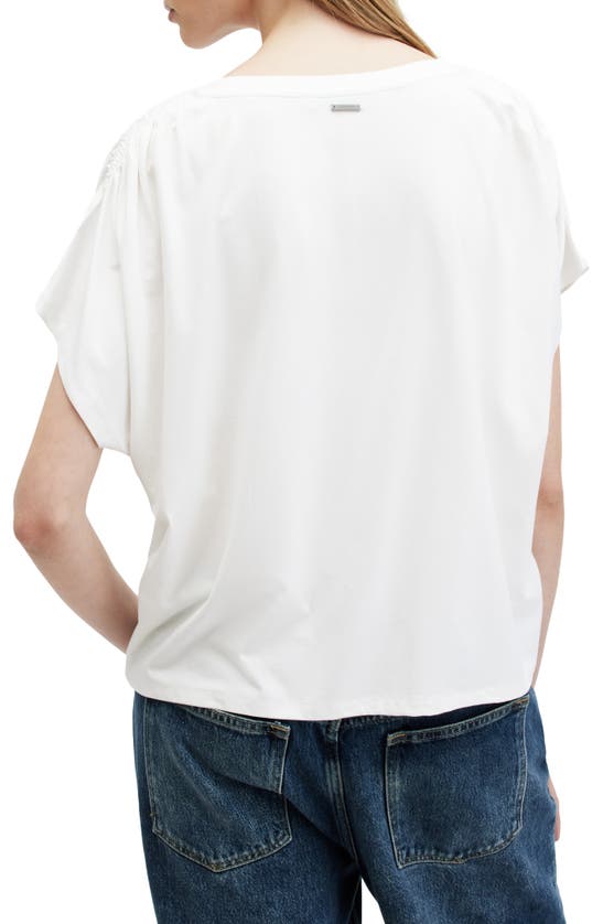 Shop Allsaints Natalie Ruched Shoulder T-shirt In Chalk White