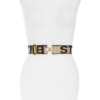Stella Mccartney Monogram Woven Belt, Ecru/black