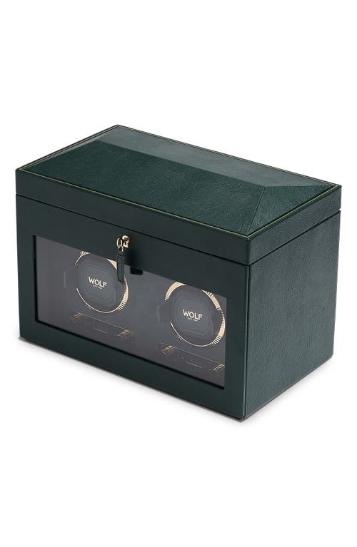 Wolf British Racing Green Double Watch Winder & Case In Green