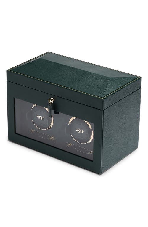 Wolf British Racing Green Double Watch Winder & Case