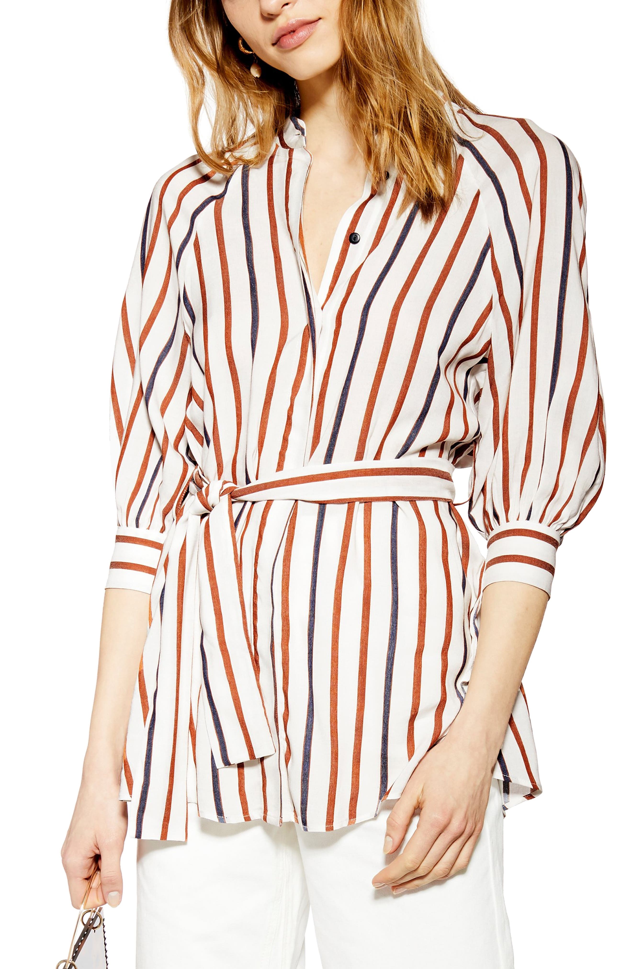 Stripe Tie Waist Shirt Nordstrom