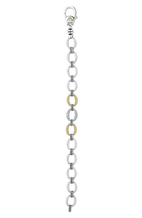 Shop Lagos Caviar Lux Diamond Station Link Bracelet In Silver/diamond