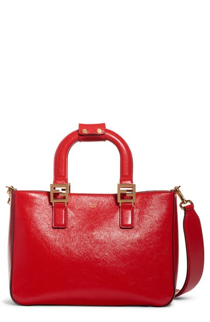 FENDI SMALL GLACIER TOP HANDLE LEATHER TOTE,8BH367-A9Y0
