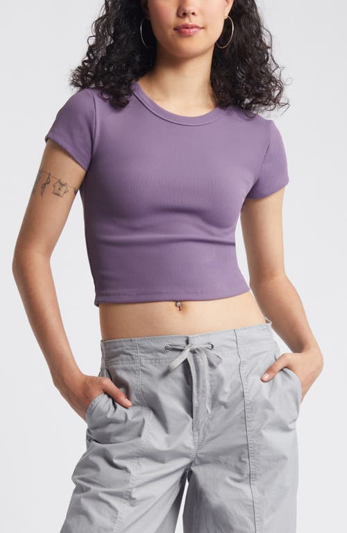 Shop Bp. Compact Rib Crop Baby Tee In Purple Montana