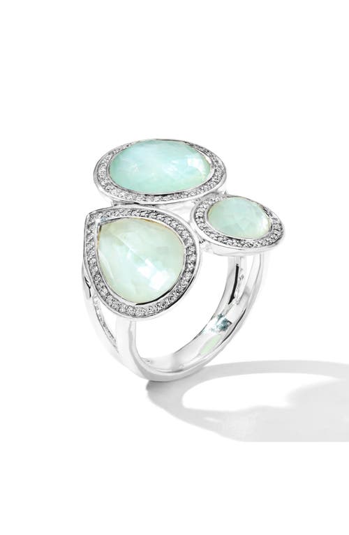 Ippolita Women's Lollipop 3-stone Sterling Silver, 0.41 Tcw Diamond & Triplet Ring In Silver/amazonite