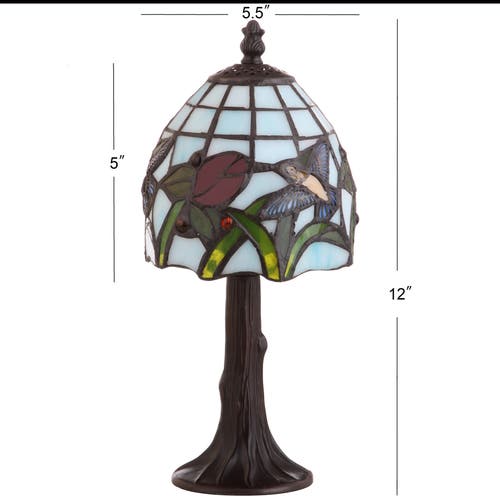Jonathan Y Designs Hummingbird Tiffany-style 12in Led Table Lamp In Bronze