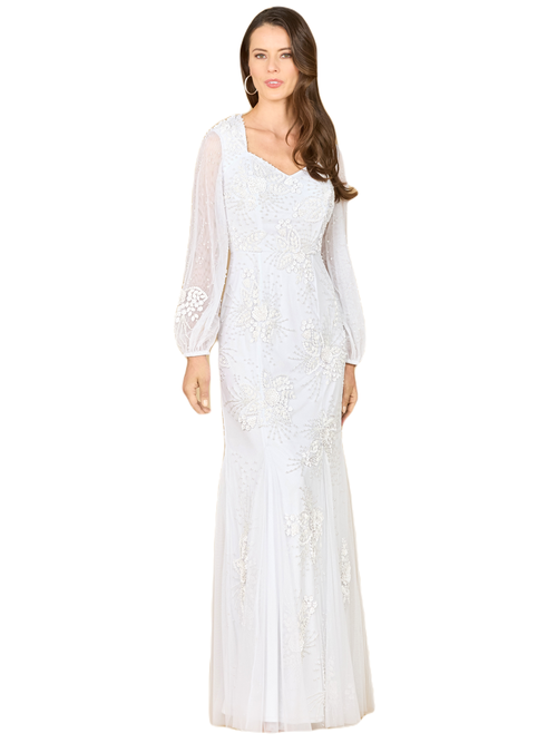 Lara New York Long Sleeve Beaded Bridal Gown In Ivory
