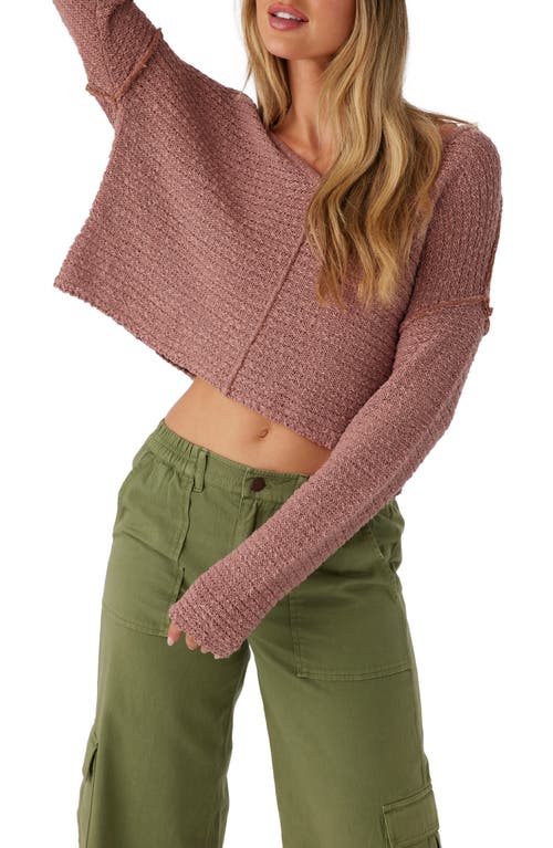 Shop O'neill Marina Slub Cotton V-neck Sweater In Burlwood