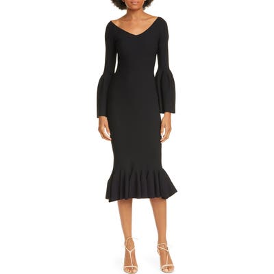 Stella Mccartney Long Sleeve Flare Hem Sweater Dress, US / 44 IT - Black