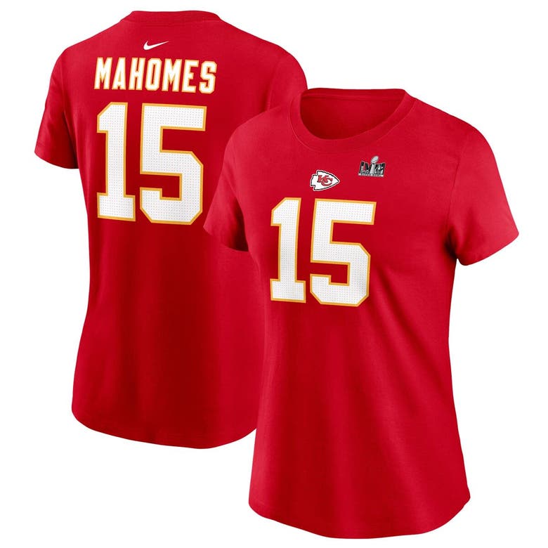 Shop Nike Patrick Mahomes Red Kansas City Chiefs Super Bowl Lviii Patch Player Name & Number T-shirt