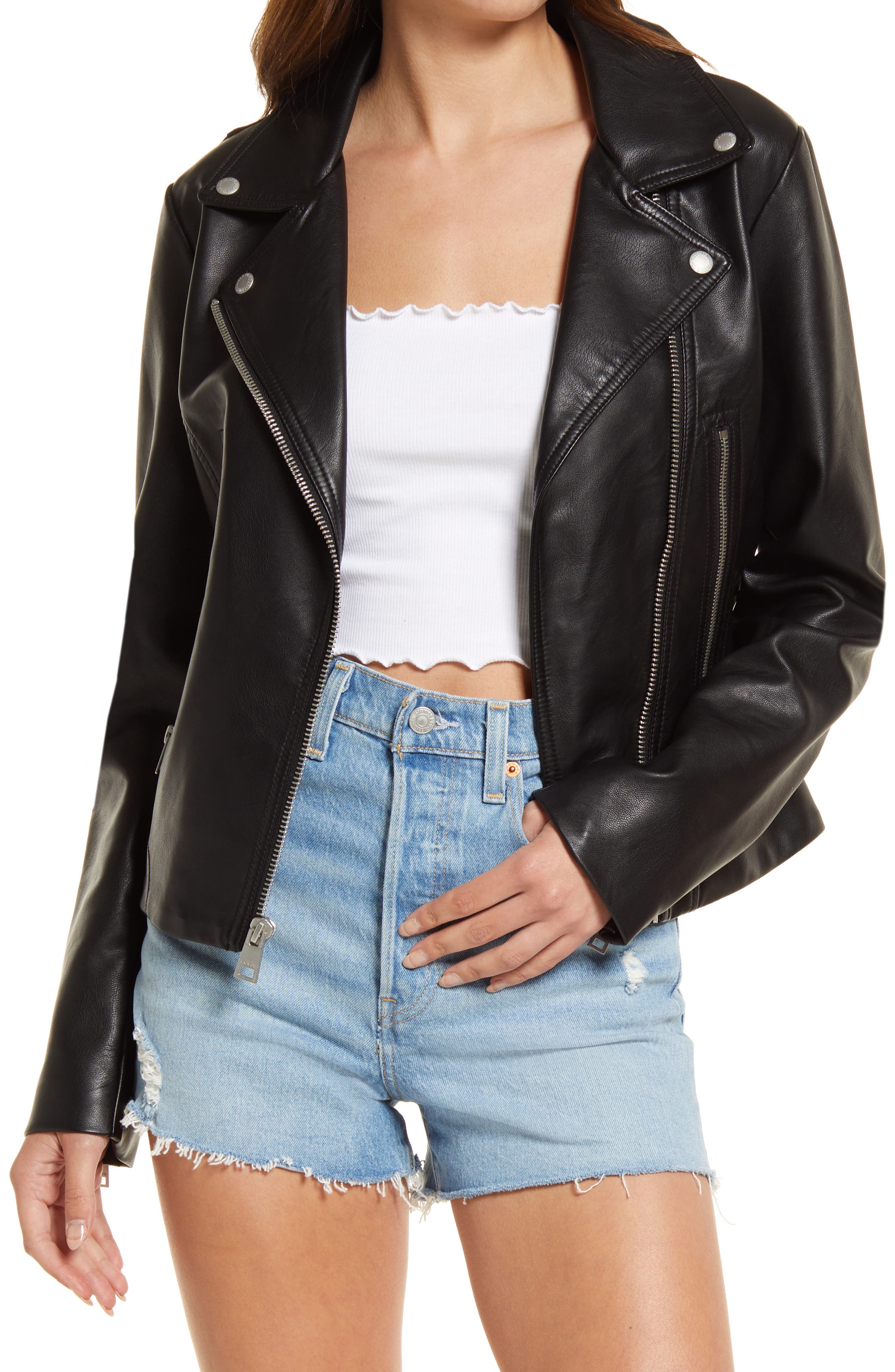 levi's Women's Faux Leather Moto Jacket in Black | Smart Closet