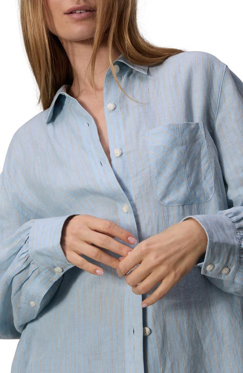Rag & Bone Maxine Stripe Linen Button-up Shirt In Blue Strip