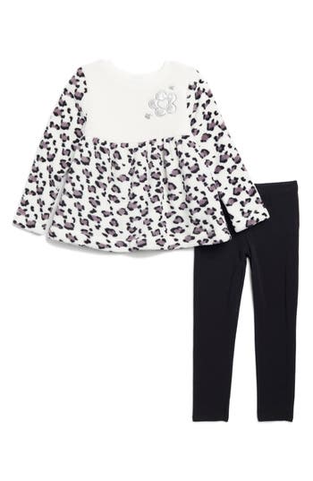 Shop Flapdoodles Kids' Leopard Long Sleeve Top & Leggings Set In Print