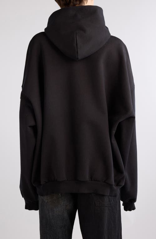 Shop Balenciaga Gender Inclusive Oversize Beverly Hills Logo Cotton Hoodie In Washed Black/white