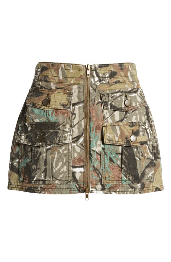 Shop Ptcl Front Zip Cargo Miniskirt In Forest Camo