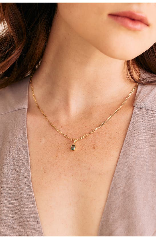 Shop Brook & York Mackenzie Birthstone Paper Clip Chain Pendant Necklace In Gold - February