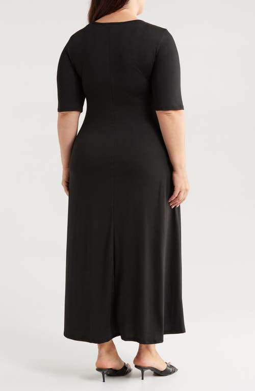 Shop 24seven Comfort Apparel Scoop Neck Jersey Maxi Dress In Black