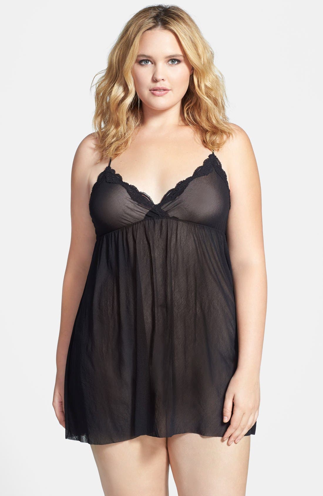 Only Hearts Lace Trim Tulle Babydoll Chemise (Plus Size) Nordstrom