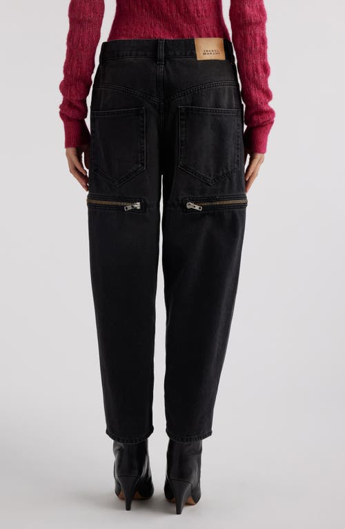 Shop Isabel Marant Étoile Salia Zip Vent Barrel Jeans In Faded Black