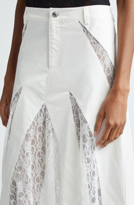 Miaou Anita Lace Godet Denim Skirt In Dove