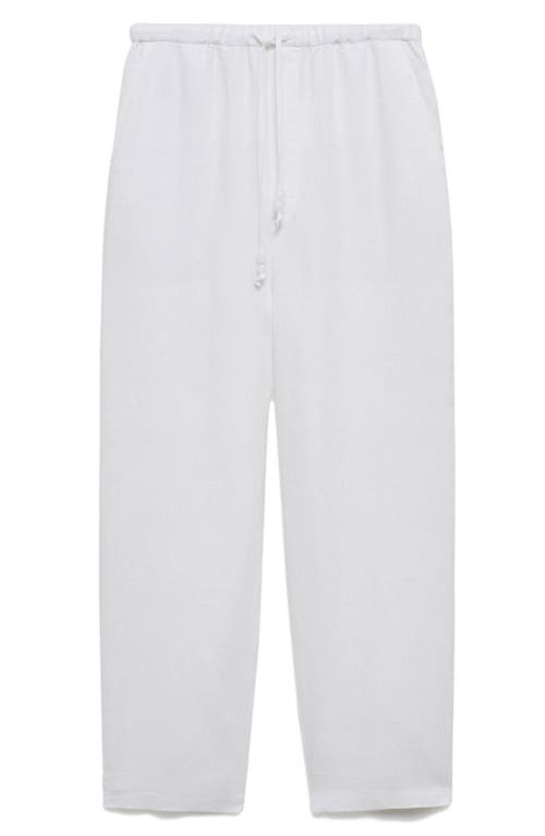 Mango Linen Drawstring Pants In White