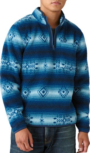 Lucky Brand Southwestern Print High Pile Fleece Utility Mock Neck