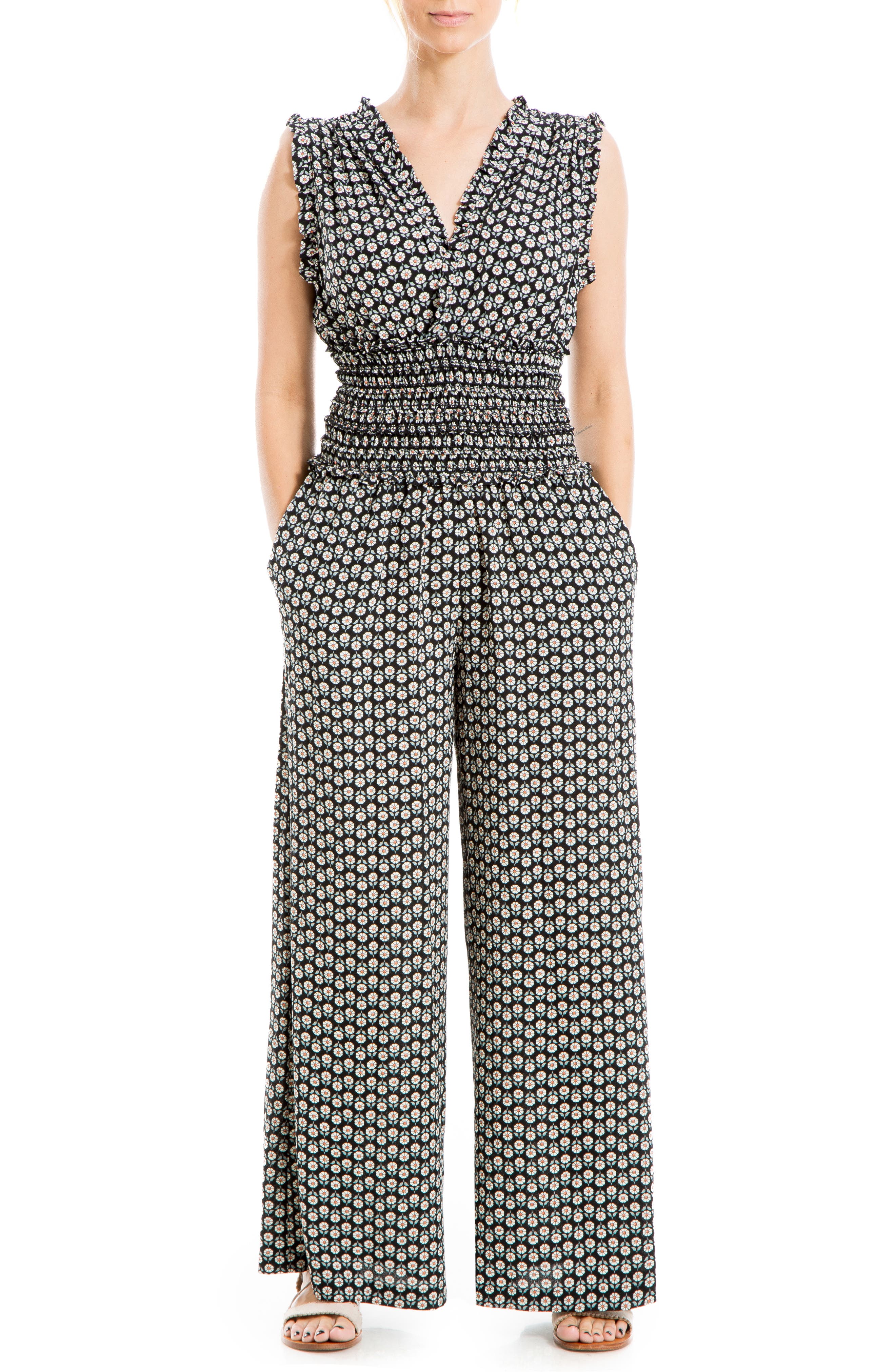 MAX STUDIO Wide Leg Crepe Jumpsuit