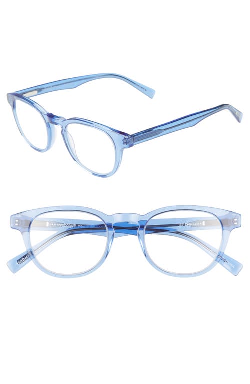 eyebobs Clearly 47mm Round Reading Glasses in Blue Crystal