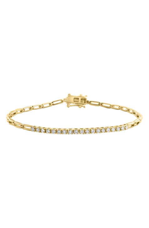 14K Gold Plated Sterling Silver Diamond Bracelet - 0.48ct.