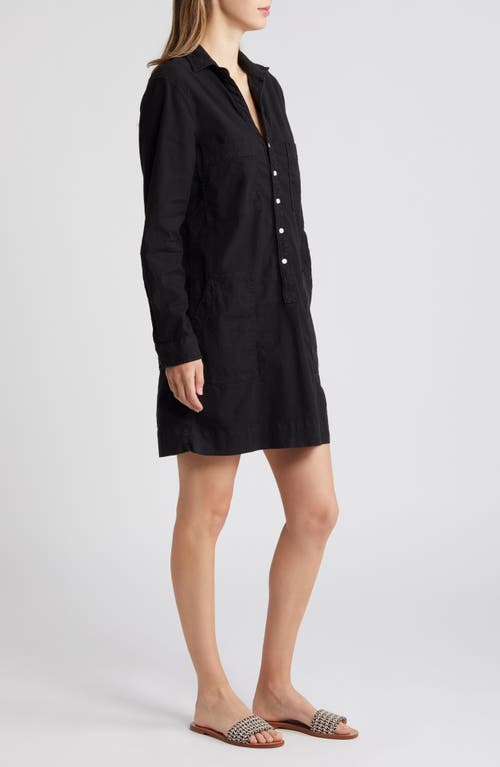 Shop Frank & Eileen Southern Ireland Long Sleeve Cotton & Linen Shirtdress In Black