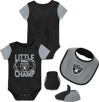 Newborn & Infant Black/Silver Las Vegas Raiders Little Champ Three