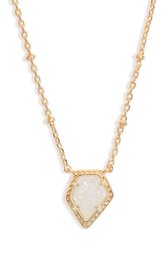 Shop Kendra Scott Tess Station Chain Pendant Necklace In Gold/ Iridescent Drusy