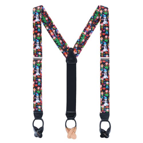 Trafalgar Happy Holidays Children's Gift Exchange Silk Button End Suspenders In Multiple Colors
