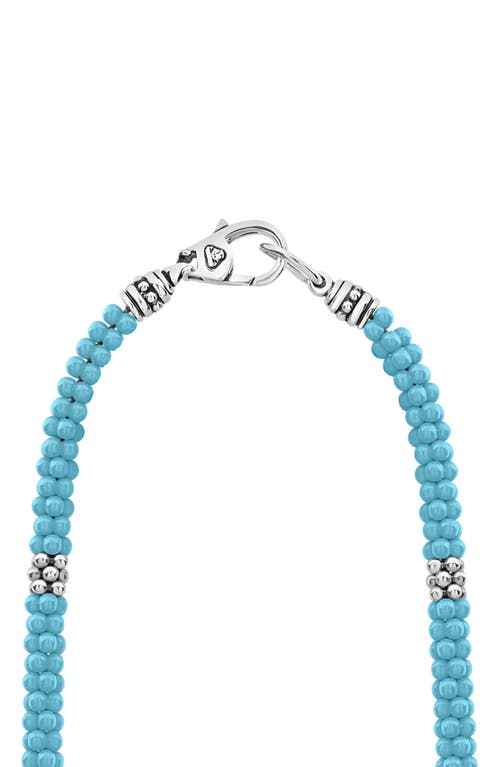 Shop Lagos Blue Caviar Beaded Necklace In Silver/blue