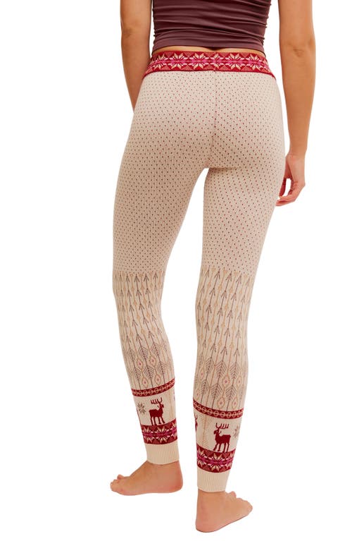 Shop Free People Falala Fair Isle Leggings In Latte Combo