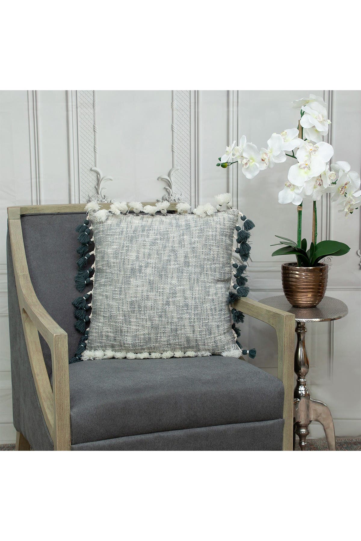 Parkland Collection Arwen Transitional Grey & Slate Throw Pillow In Dark Grey1